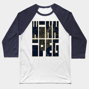 Winnipeg, Canada City Map Typography - Gold Art Deco Baseball T-Shirt